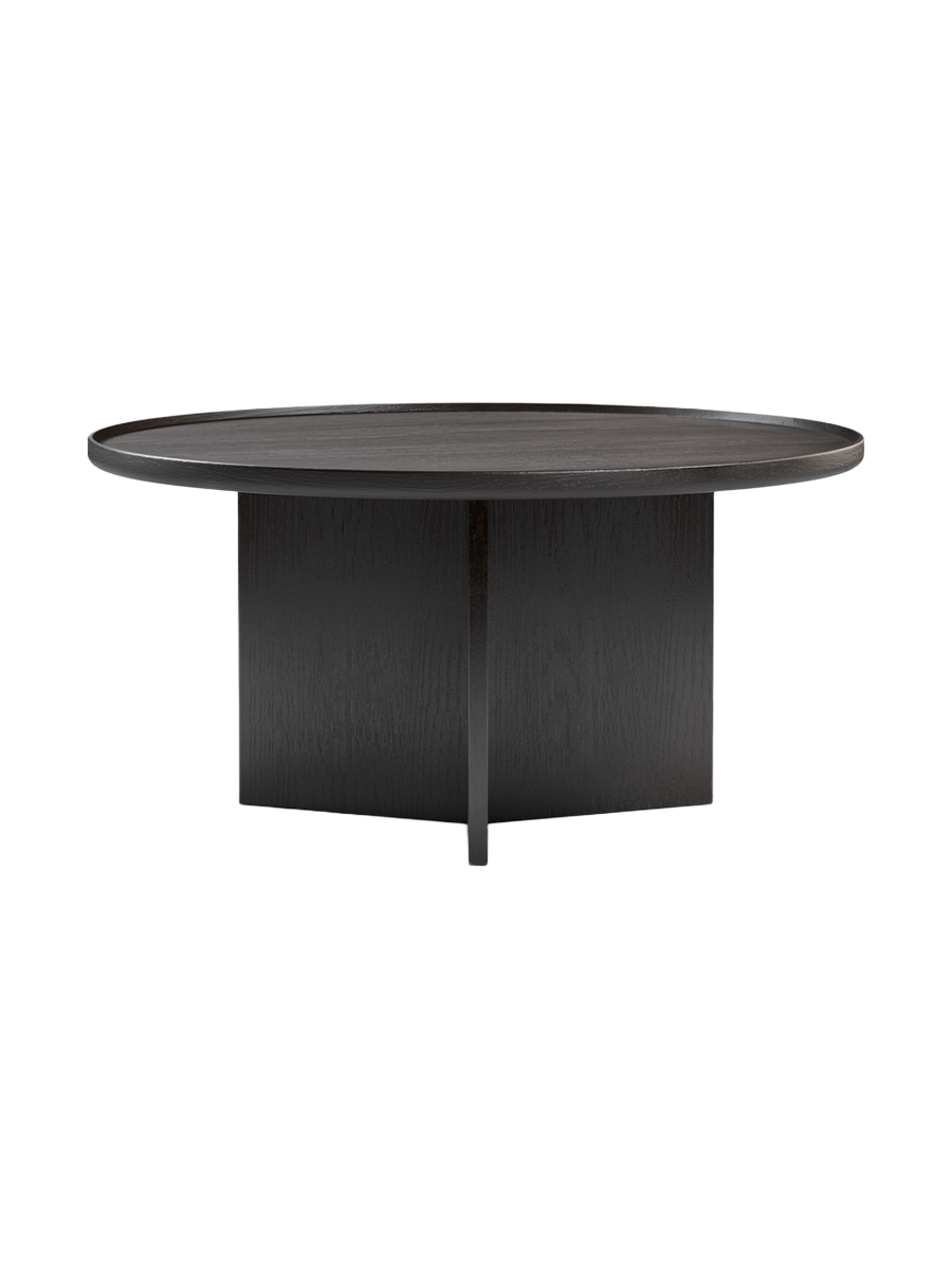 
Hochwertiger Couchtisch „Cala“ Ø 83 cm - Eiche Schwarz