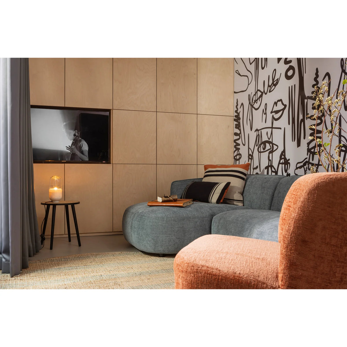 
Swivel designer armchair "Atty" - Chenille Blossom
