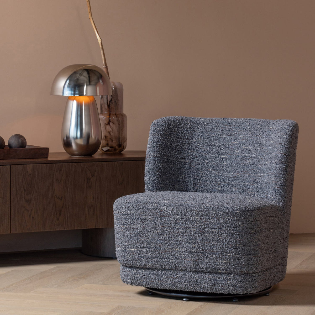 
Swivel designer armchair "Atty" - Beige Dark Grey