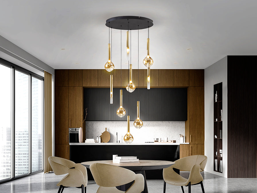 
LED designer pendant light “Essenza”, 9-light