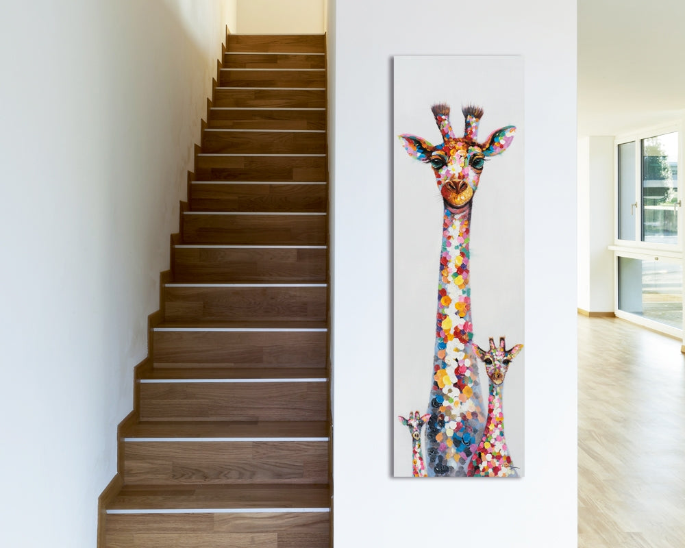 
Tableau peint à la main "Famille de girafes" 50 x 160 cm