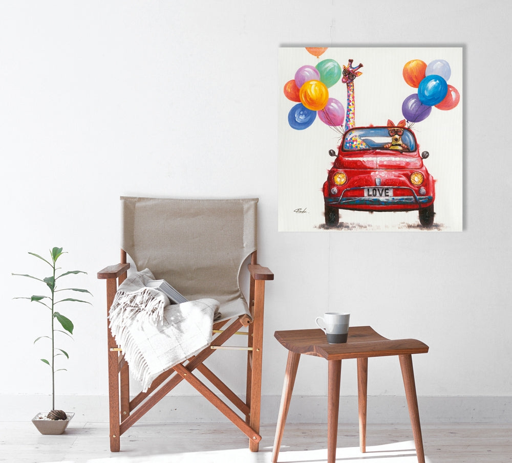 
Handbemaltes Bild „Tiere im Liebesurlaub“ 70 x 70 cm