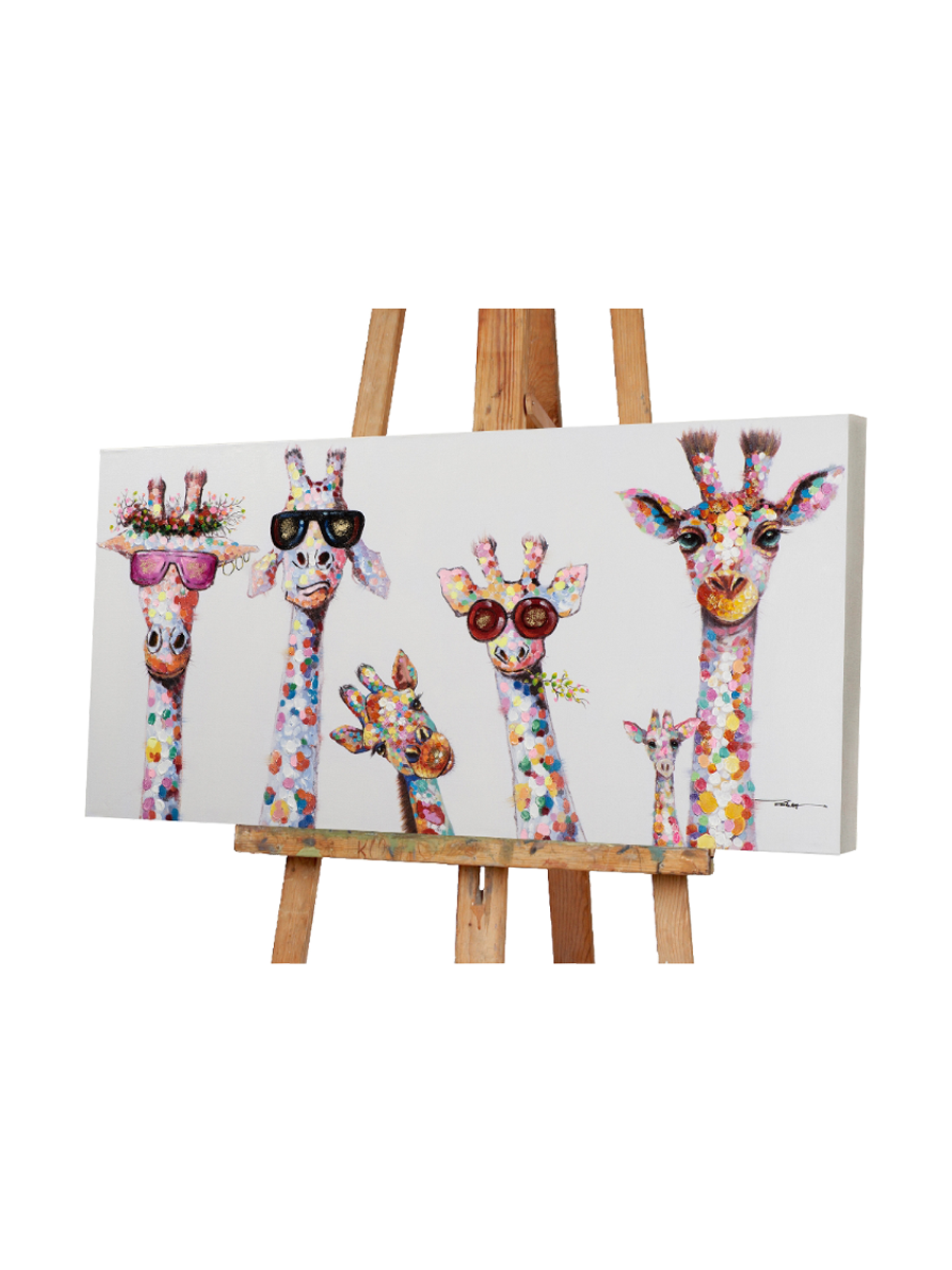 
Hand-painted picture "Loud Giraffe Family" 50 x 100 cm