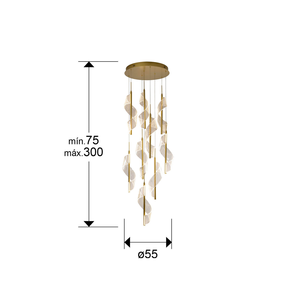 
Grande lampada a sospensione LED di design „Velas XL“ con telecomando