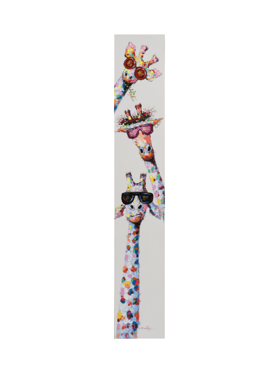 
Tableau peint à la main « Girafes amusantes Slim » 25 x 150 cm