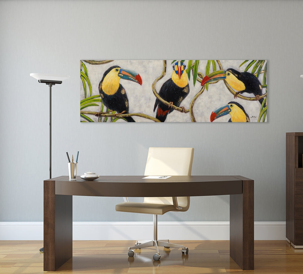 
Handgemaltes Bild „Tucan Family II“ 50 x 150 cm