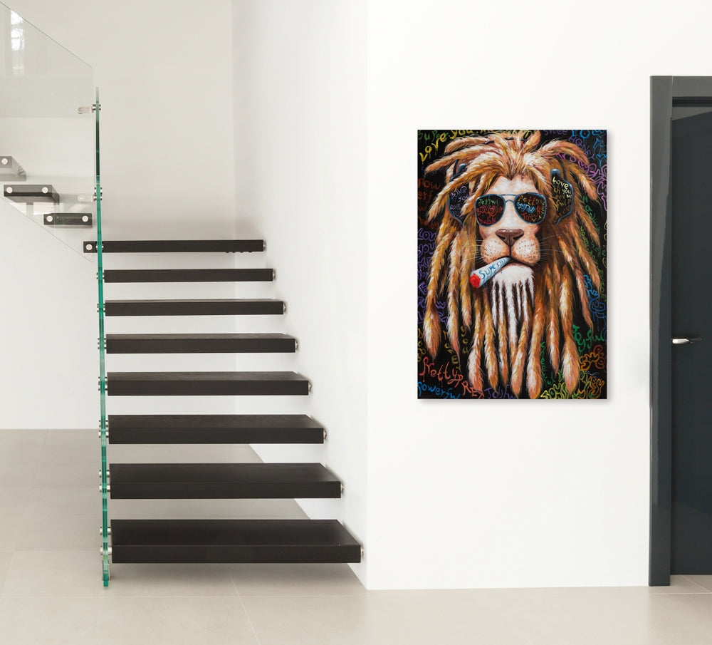 
Quadro dipinto a mano “Leone che fuma” 70 x 100 cm