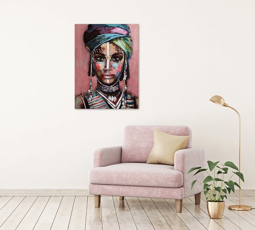 
Tableau peint à la main « Desert-Woman » - 60 x 90 cm