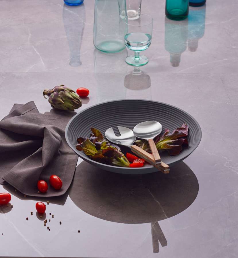 
Design Salatbesteck Set „Brick“ aus Edelstahl & Nussbaumholz