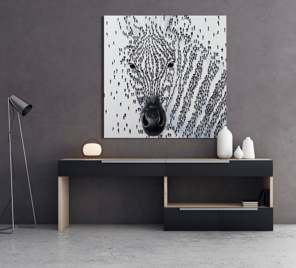 
Tableau peint à la main "Zèbre" 115 x 115 cm
