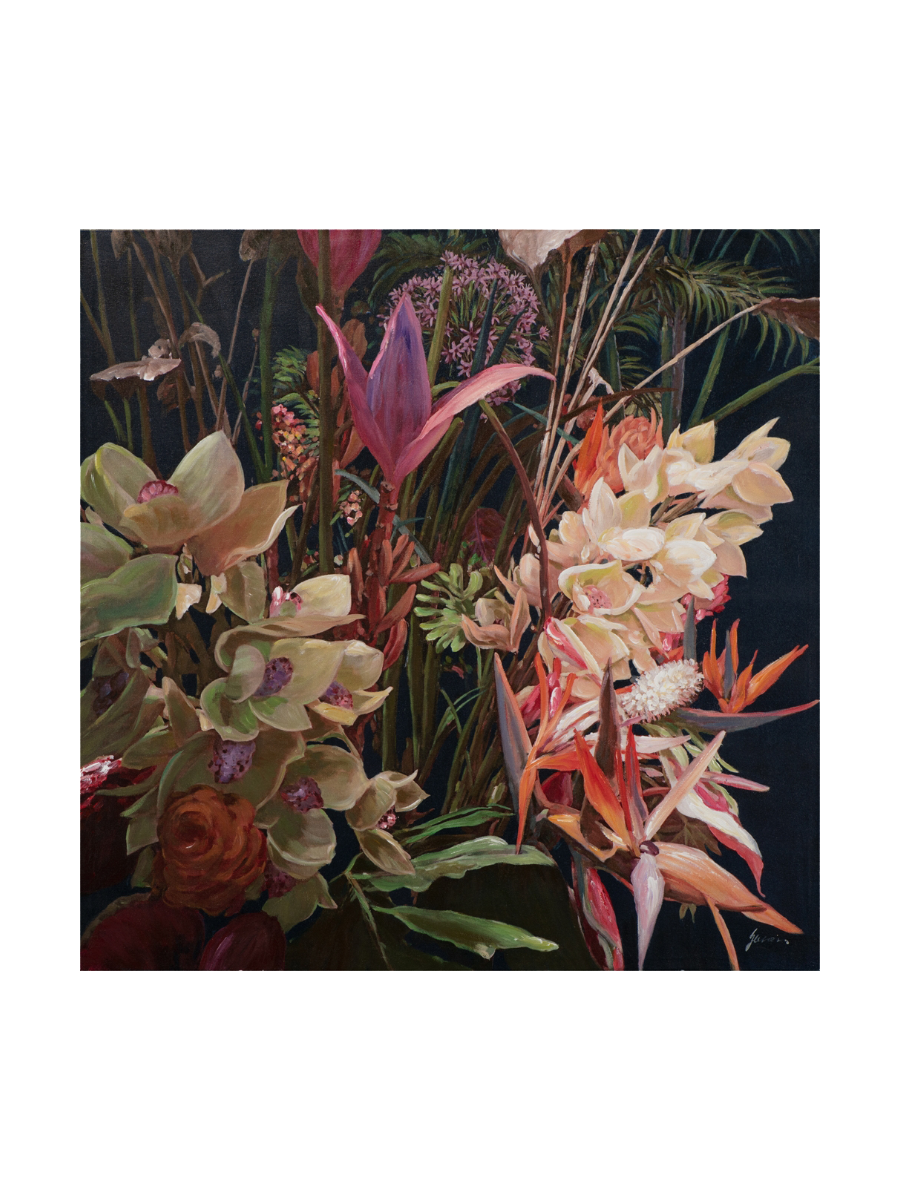 
Quadro dipinto a mano «Fiori graziosi» 100 x 100 cm