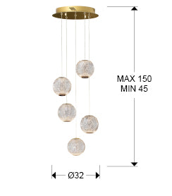 
Lampada a sospensione LED di design „Austral“, a 5 luci