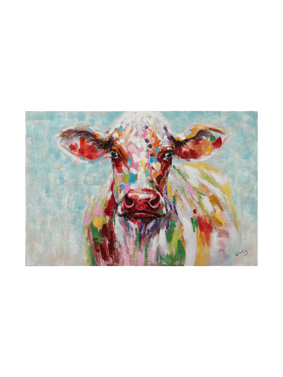 
Tableau peint à la main « Vache colorée au pastel » 80 x 120 cm