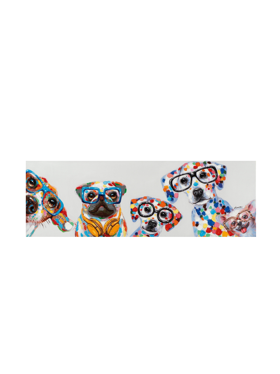 
Quadro dipinto a mano “Dolce banda di cani” 50 x 150 cm