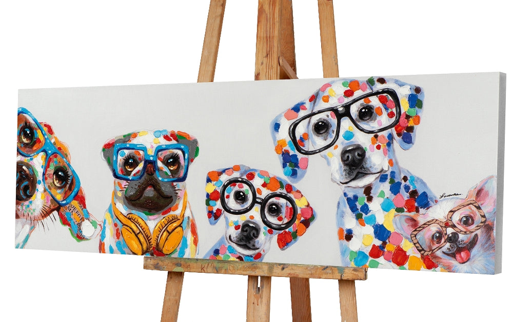 
Quadro dipinto a mano “Dolce banda di cani” 50 x 150 cm
