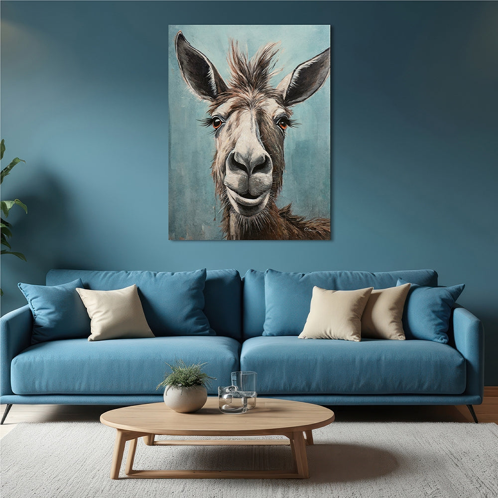 
Handbemaltes Bild „Lächelnder Esel“ 70 x 100 cm