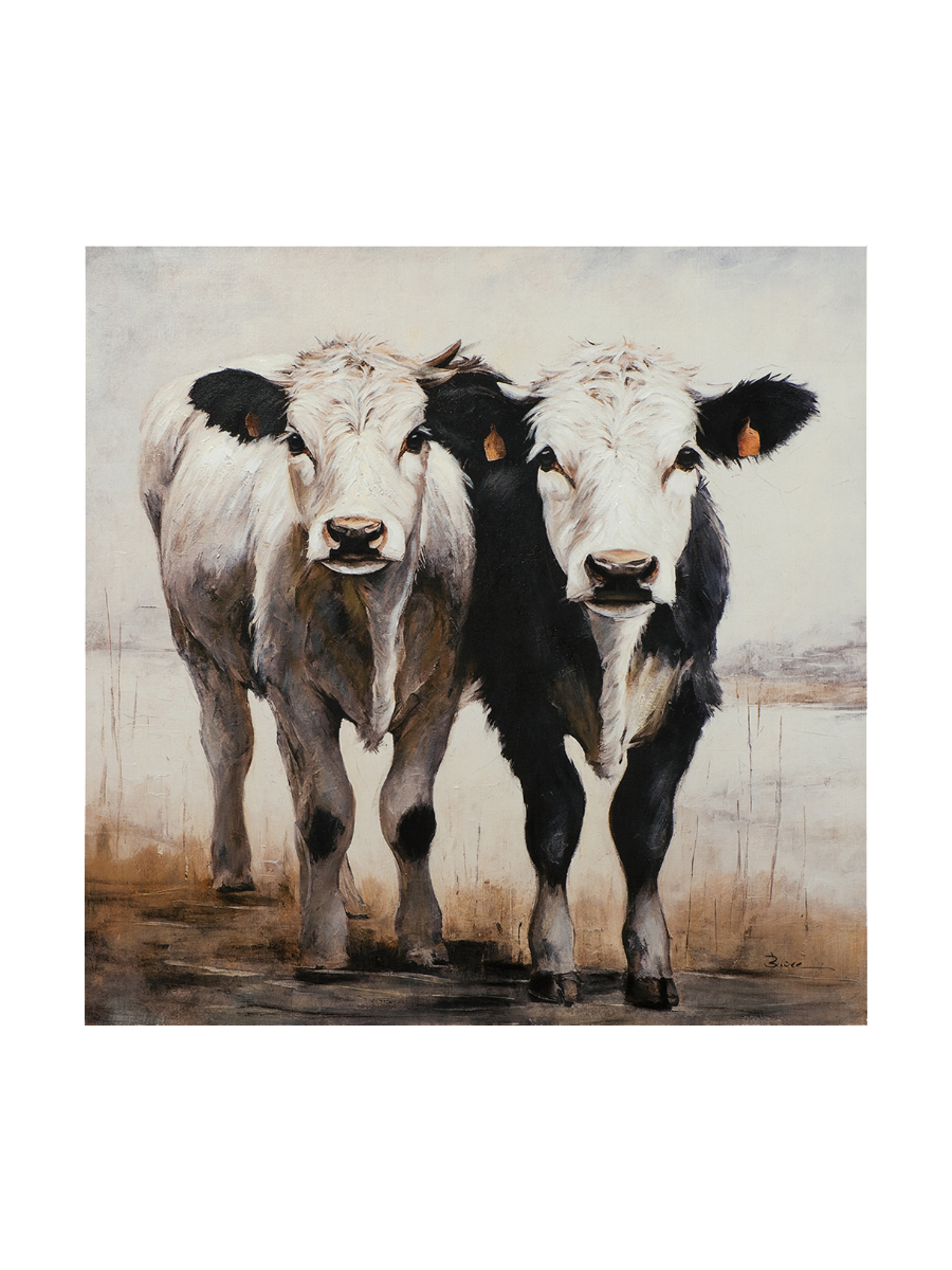 
Handbemaltes Bild „Niedliche Kälbchen“ 100 x 100 cm