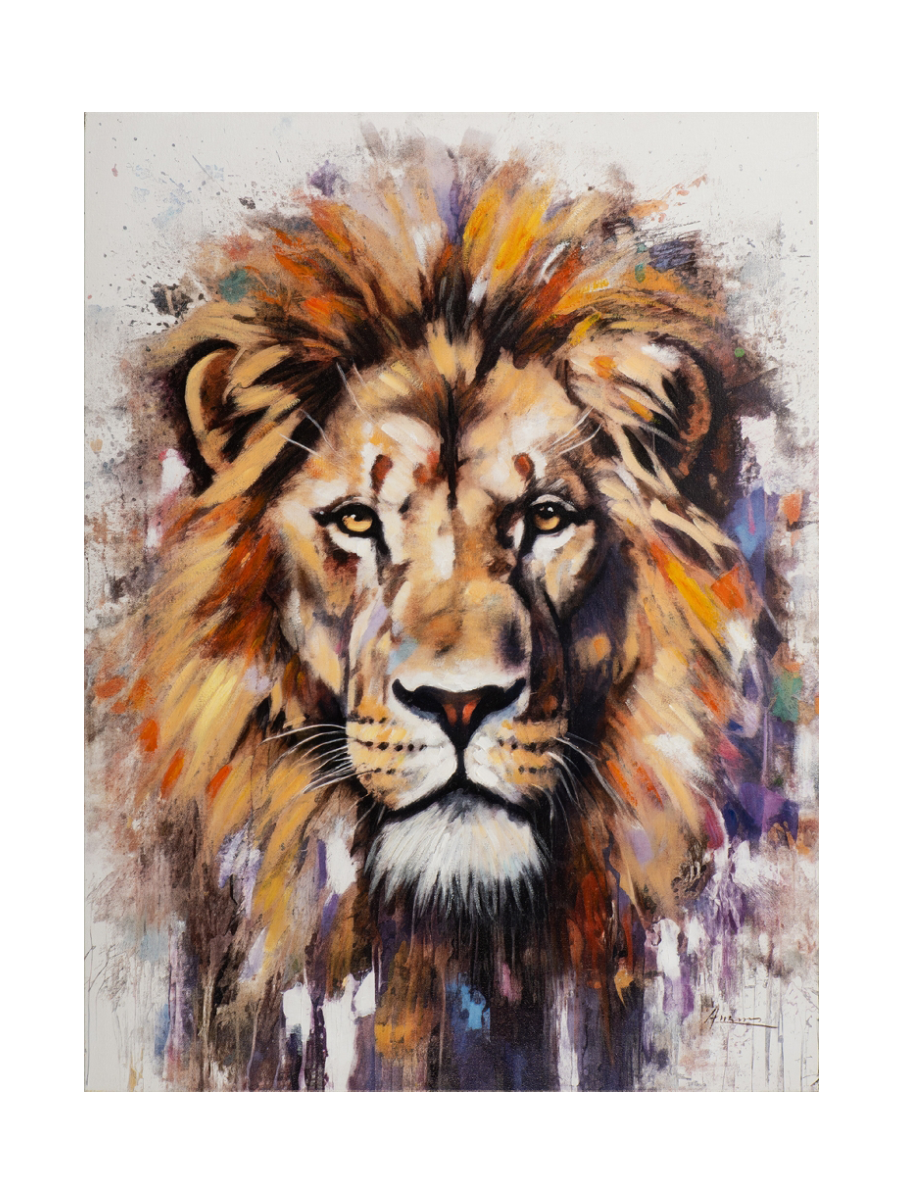 
Quadro dipinto a mano “Leone impressionante” 90 x 120 cm
