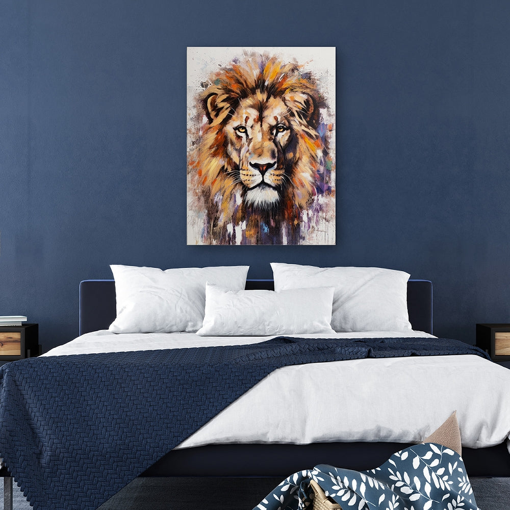 
Quadro dipinto a mano “Leone impressionante” 90 x 120 cm