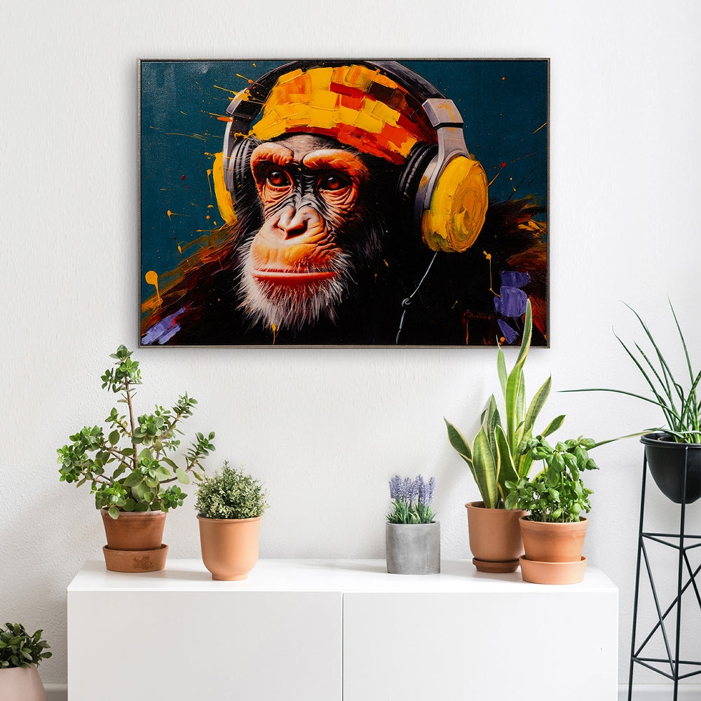 
Quadro dipinto a mano, con cornice, “Musica funky” 70 x 100 cm