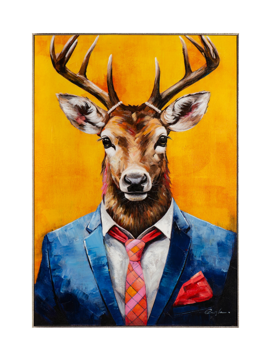 
Handbemaltes, gerahmtes Bild „Mr. Hirsch Junior“ 70 x 100 cm