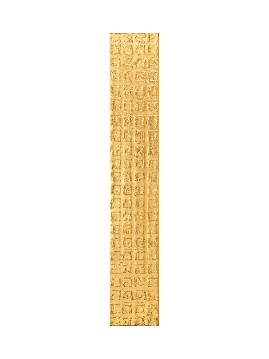 
Hand-painted picture "Slim Golden Message" 25 x 150 cm