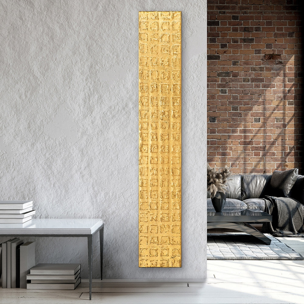 
Hand-painted picture "Slim Golden Message" 25 x 150 cm