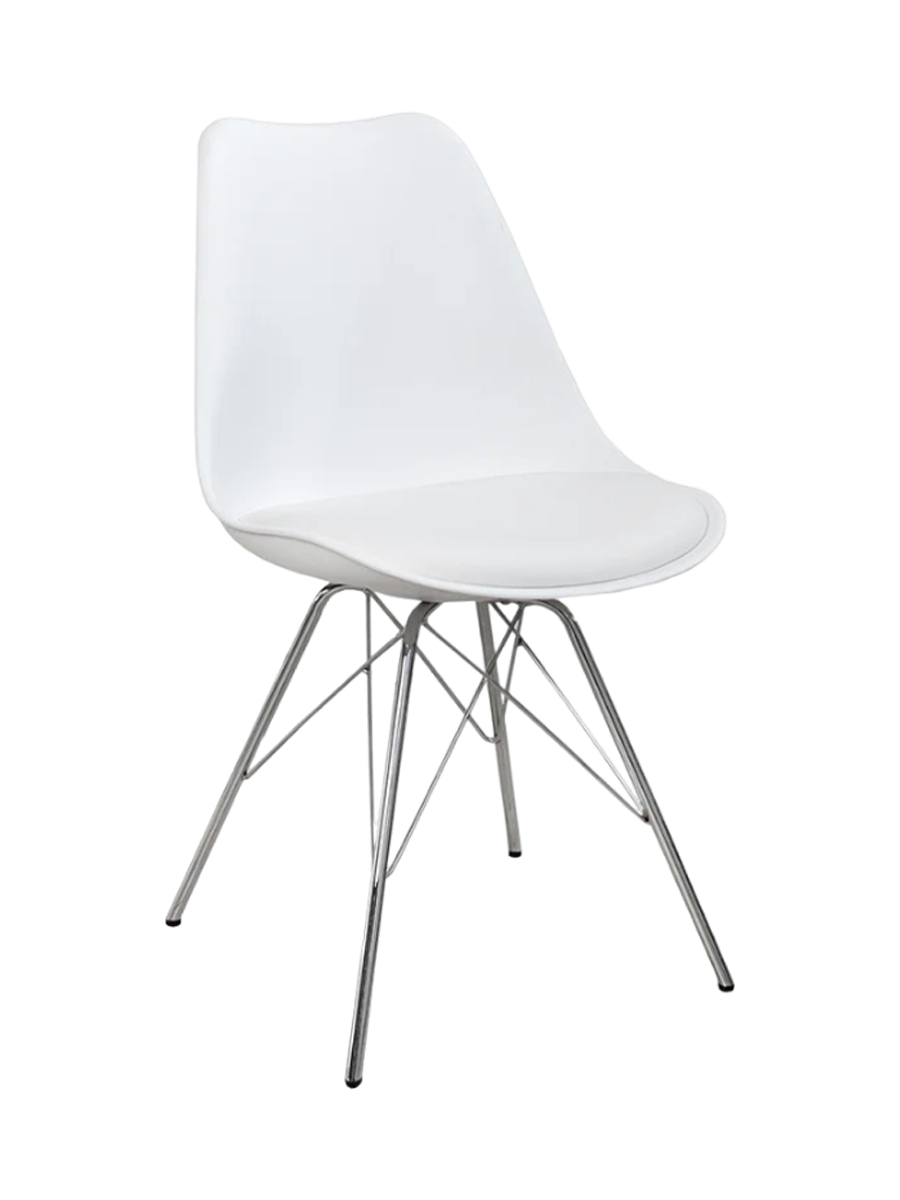 
"Scandinavia" Designer Dining Chair - White/Silver