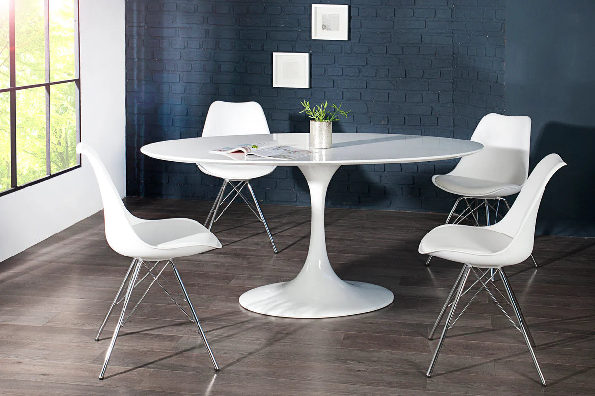 
"Scandinavia" Designer Dining Chair - White/Silver