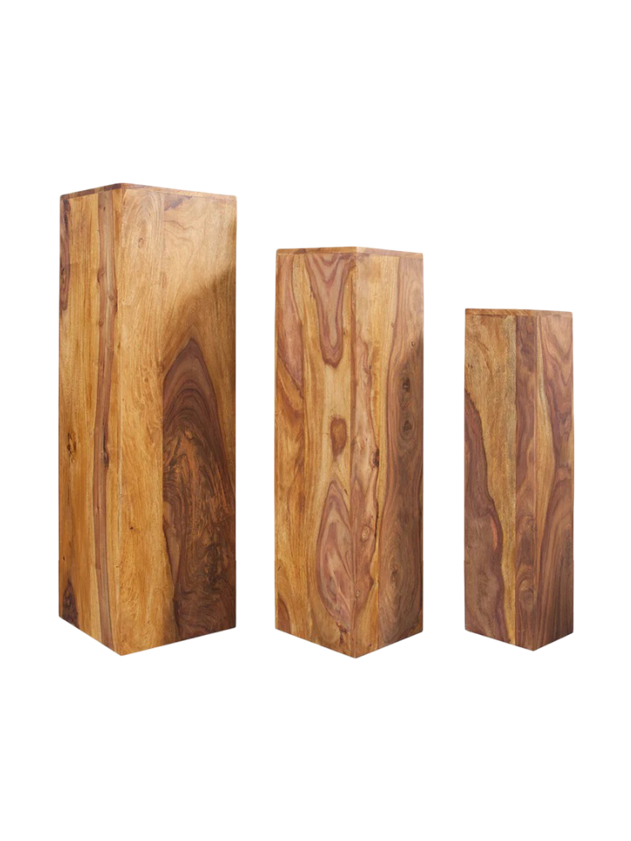 
Lot de 3 socles décoratifs et porte-fleurs « Makassar » en bois massif (3 pièces)