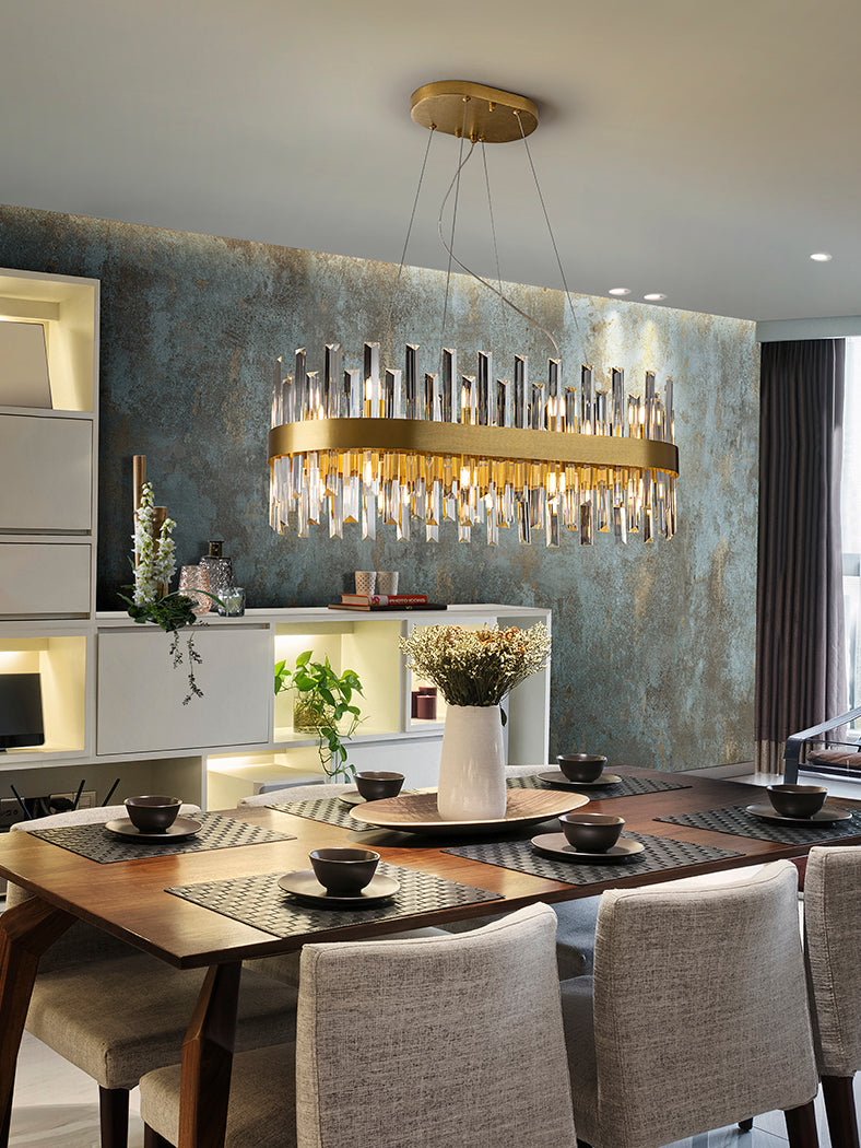 
Dimmbare, ovale LED Design Pendellampe „Grace“ - 20-flammig / 80 cm