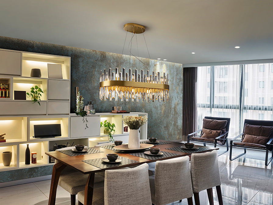 
Dimmbare, ovale LED Design Pendellampe „Grace“ - 20-flammig / 80 cm