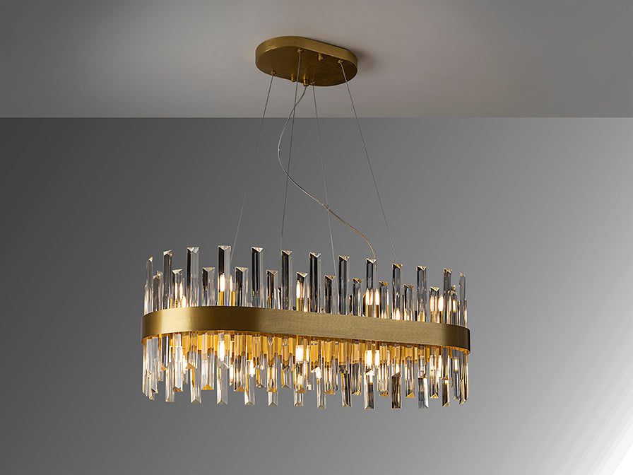 
Dimmbare, ovale LED Design Pendellampe „Grace“ - 20-flammig / 80 cm