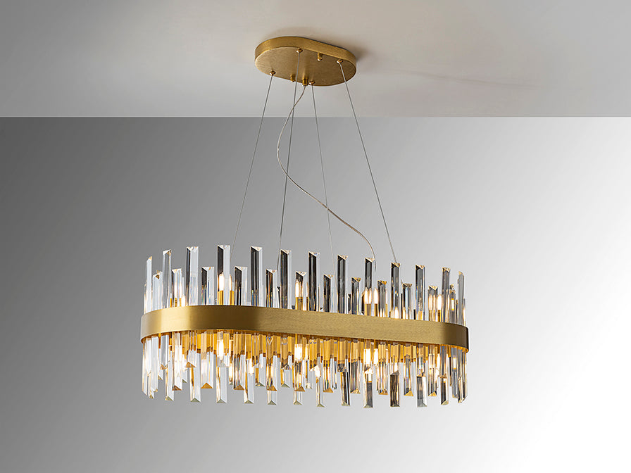
Dimmbare, ovale LED Design Pendellampe „Grace“ - 20-flammig / 80 cm