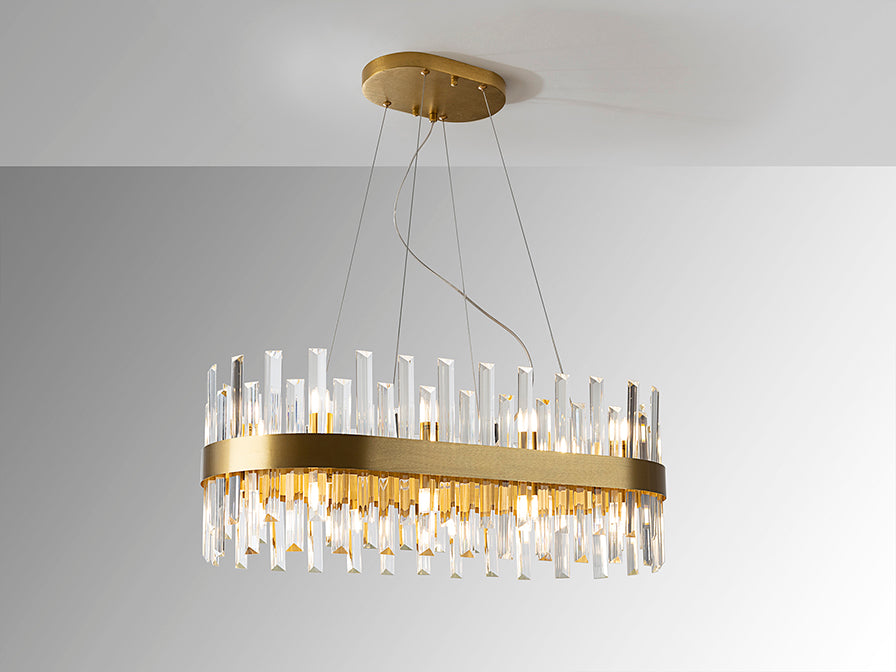 
Dimmbare, ovale LED Design Pendellampe „Grace“ - 20-flammig / 80 cm