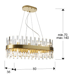 
Dimmbare, ovale LED Design Pendellampe „Grace“ - 20-flammig / 80 cm