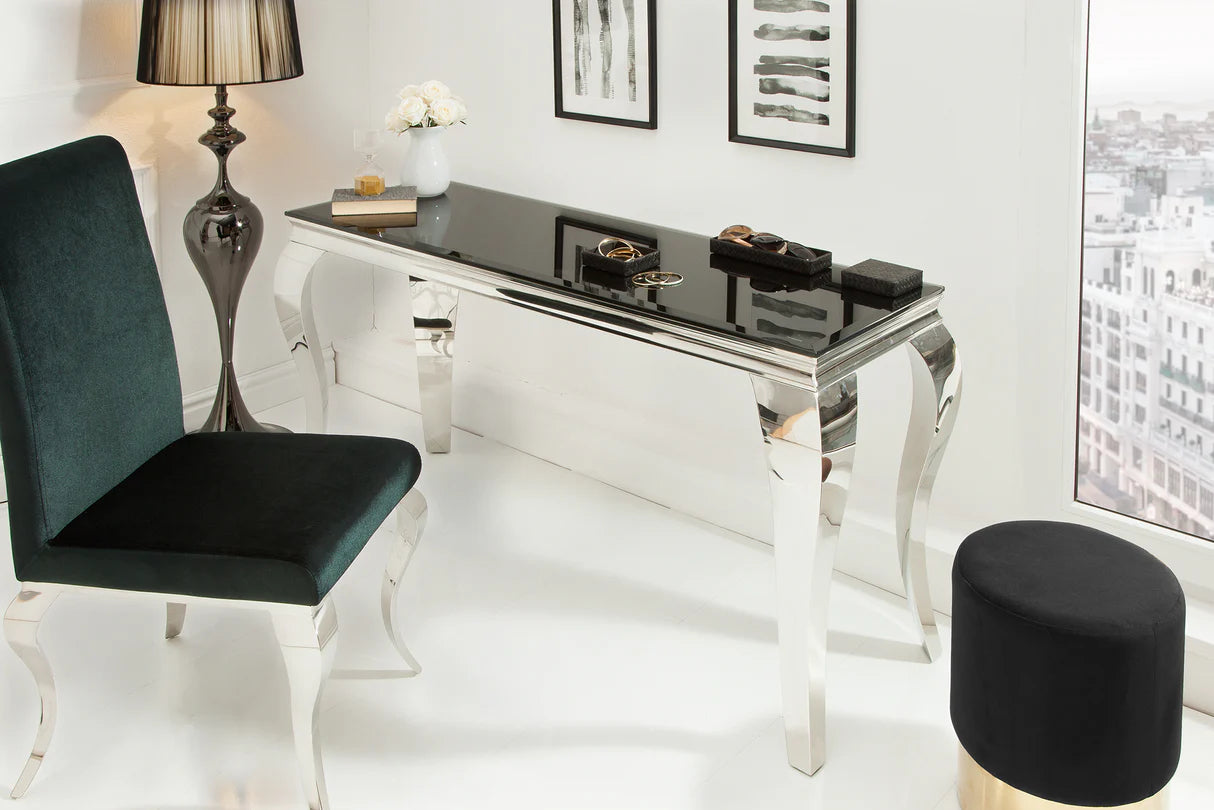 
Large Console Table "Modern Baroque" - Stainless Steel / Black