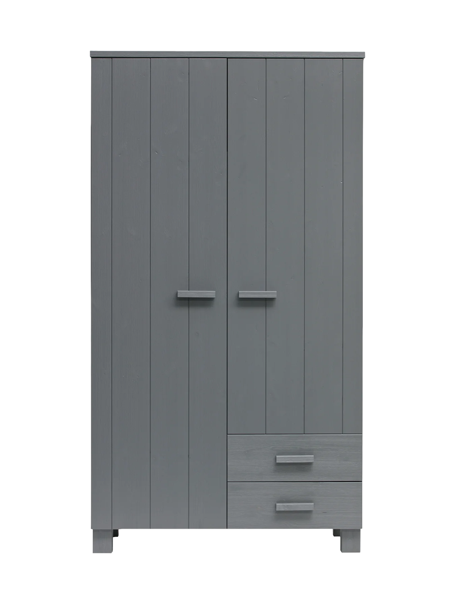 
Design Kleiderschrank „Dennis II“, 2-türig - Stahlgrau