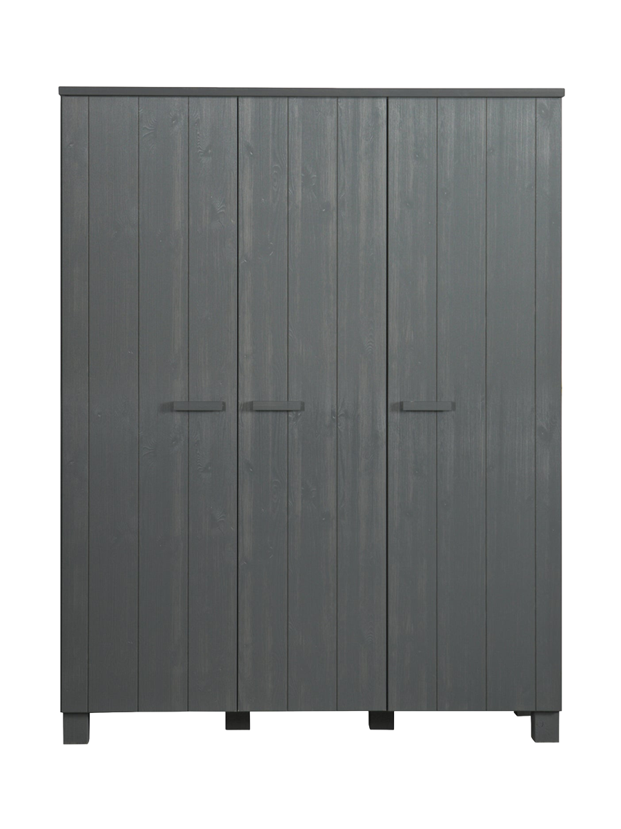 
Design Kleiderschrank „Dennis“, 3-türig - Stahlgrau