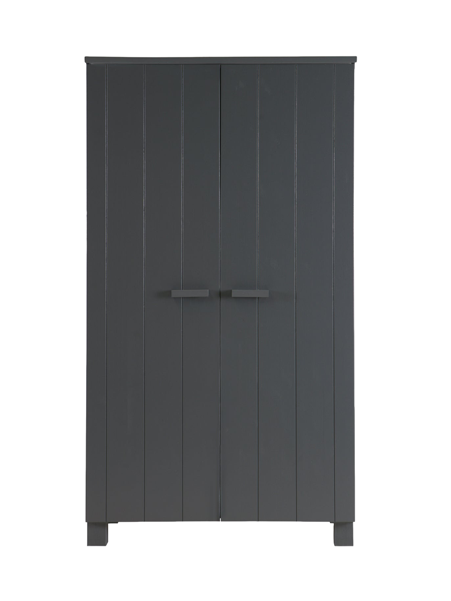 
Design Kleiderschrank „Dennis“, 2-türig - Stahlgrau
