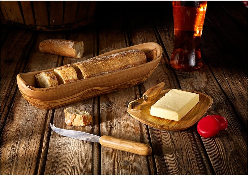 
Premium Bread Bowl "Racine" made of Olive Wood, 35 x 9 cm