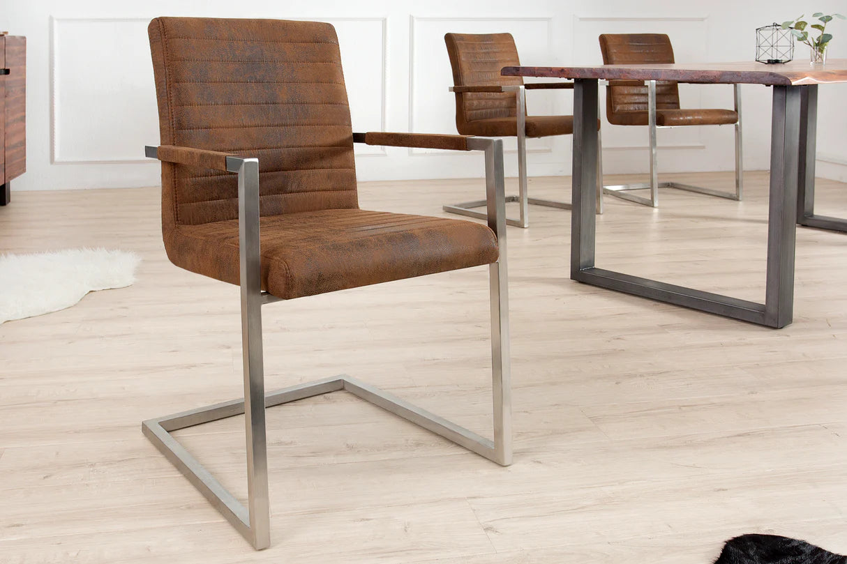 
Chaise cantilever « Loft » - Braun/acier inoxydable vintage