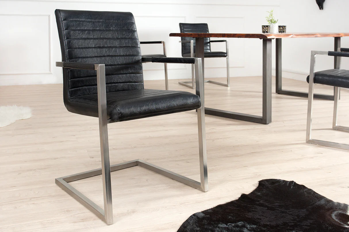 
Chaise cantilever « Loft » - Noir/Acier inoxydable