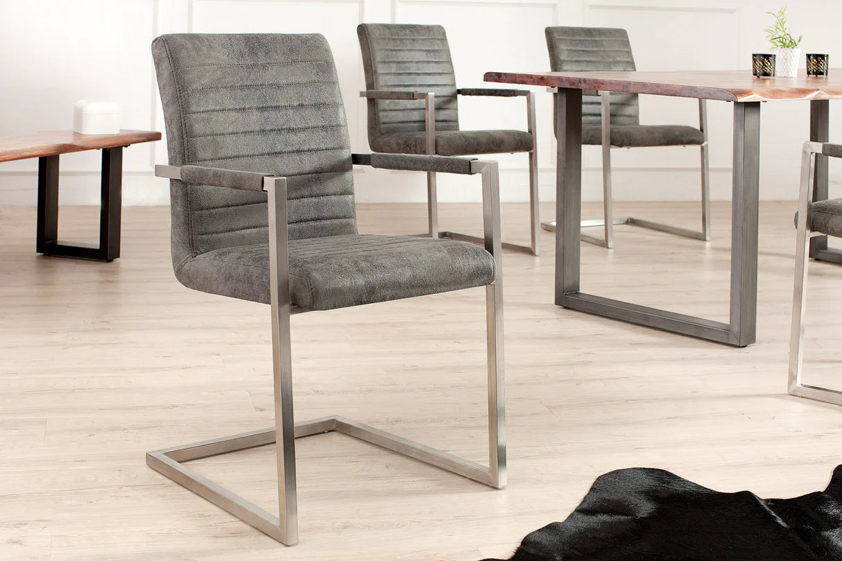 
Chaise cantilever « Loft » - Gris antique/Acier inoxydable