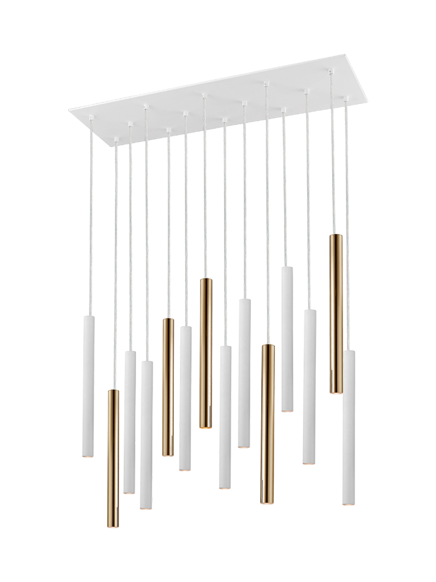 
LED Design Hängelampe „Varas“ 14-flammig - ohne Fernbedienung / Weiss / Gold