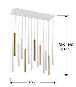 
LED Design Hängelampe „Varas“ 14-flammig - ohne Fernbedienung / Weiss / Gold