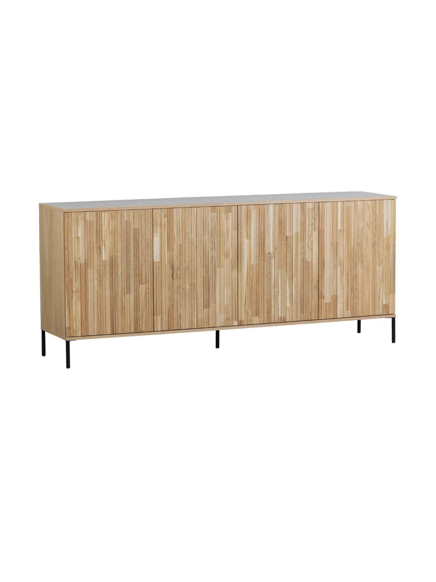
Solid, sustainable "New Lewison" sideboard, 4-door - Natural Oak
