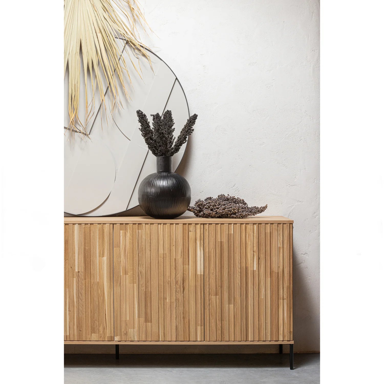 
Solid, sustainable "New Lewison" sideboard, 4-door - Natural Oak
