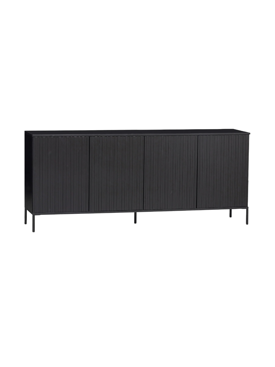 
Solid, sustainable "New Lewison" sideboard, 4-door - Black