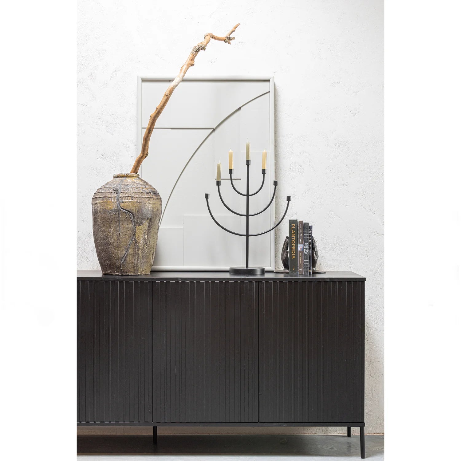 
Solid, sustainable "New Lewison" sideboard, 4-door - Black